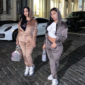 Winter Hoodies Pencil Pants Sets Women Clothes